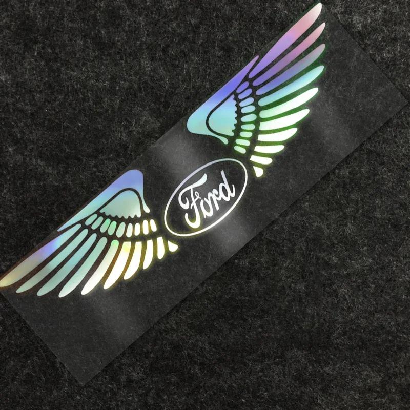 

Car Sticker 2026 Car Logo Laser Angel Wing Reflective Car Door Decoration Decals For Ford Focus 2 3 4 MK2 MK3 MK4 mustang fiesta золотой
