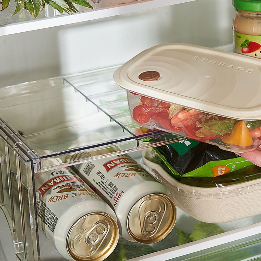Detachable Extendable Refrigerator Shelf Stackable 2-Level Height Fridge Layered Separator Adjustable Height Space Saving