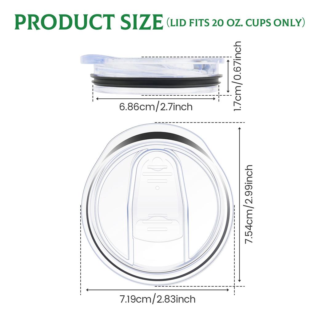 6/12Pcs 20oz Clear Skinny Tumbler Lids Plastic Leak-proof Tumbler Replacement Lids  Spill Proof Splash Skinny Tumbler Covers
