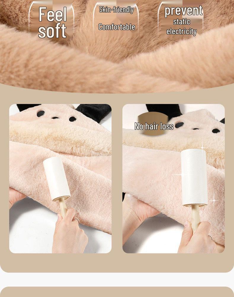 Women's Cute Bear Plush Hooded Snood with Warm Gloves and Scarf Set