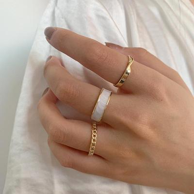 Koreanischer Stil Dreiteiliges Goldener Offener Ring Set für Damen – Luxuriös, Leicht und Elegant