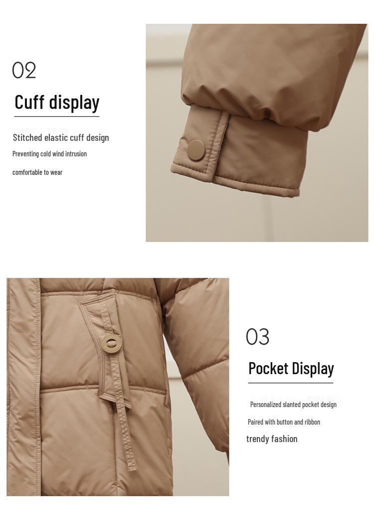 Women's 2024 Korean Harajuku Hooded Cotton Jacket - Winter Warm Detachable Mid-Length Coat