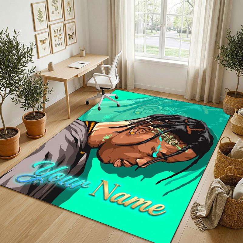 Personalized Crystal Velvet Carpet,Travis Scott Custom Printed Name, Plush Area Rug For Home Indoor Decor