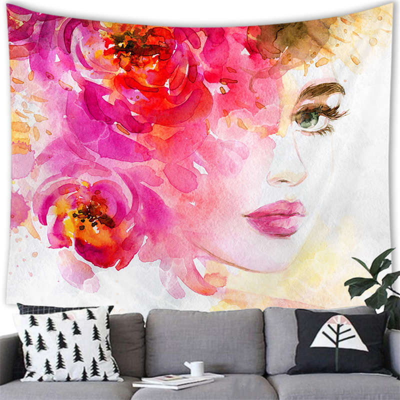 

woman with elegant beautiful watercolorlike charm digitalprinted polyester tapestries living rooms bedrooms macrame 74x94cm(29x37in)