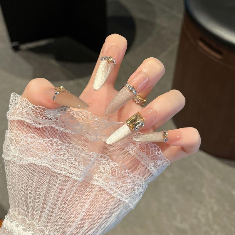 Cat's Eye Wearing Nail Pure Hand-made Nail Piece Fake Nail Wearing Nail Piece Advanced Sense Thin Dog Long