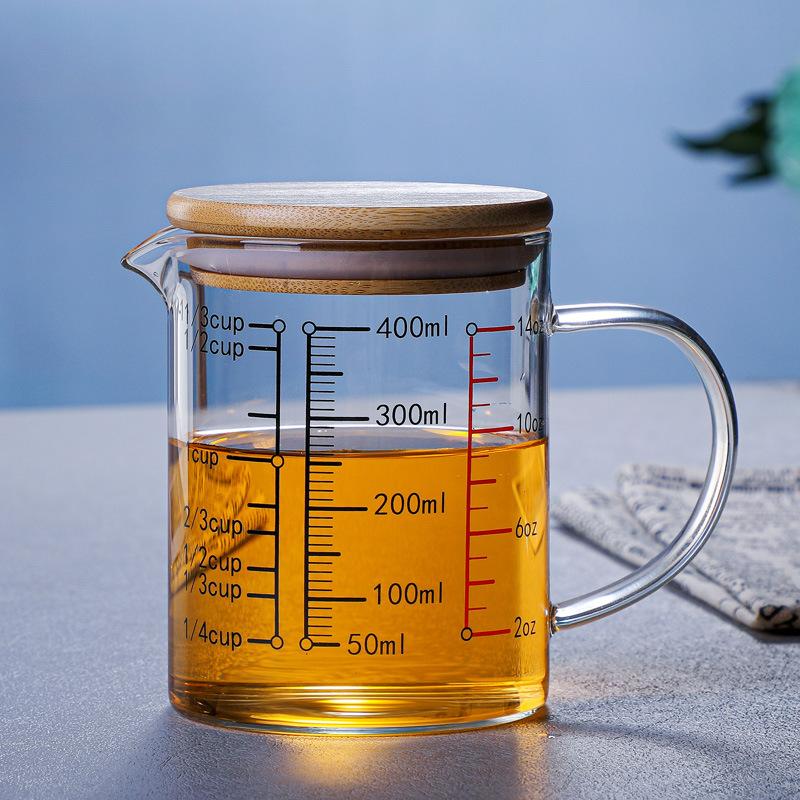 High Borosilicate Glass Measuring Cups Clear Glass Scale Cup With Handle V Shaped Spout Kitchen Glass Measuring Beaker