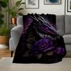 Purple Rose Dragon Wall Art Print PosterBlanket Flannel Throw Blanket for Sofa, Bed, Travel, Camping, Office, Couch, Chair, And Bed Gift for