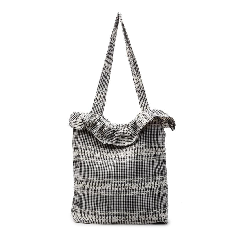 

Полосатая сумка через плечо женская большая вместительная сумка-тоут серый