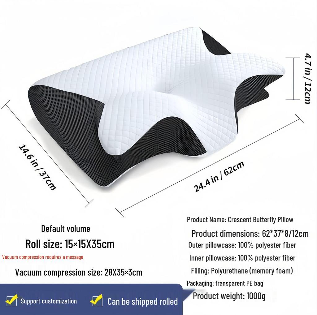Home Neck Support Crescent Memory Foam Pillow - Zero Pressure & Slow Rebound