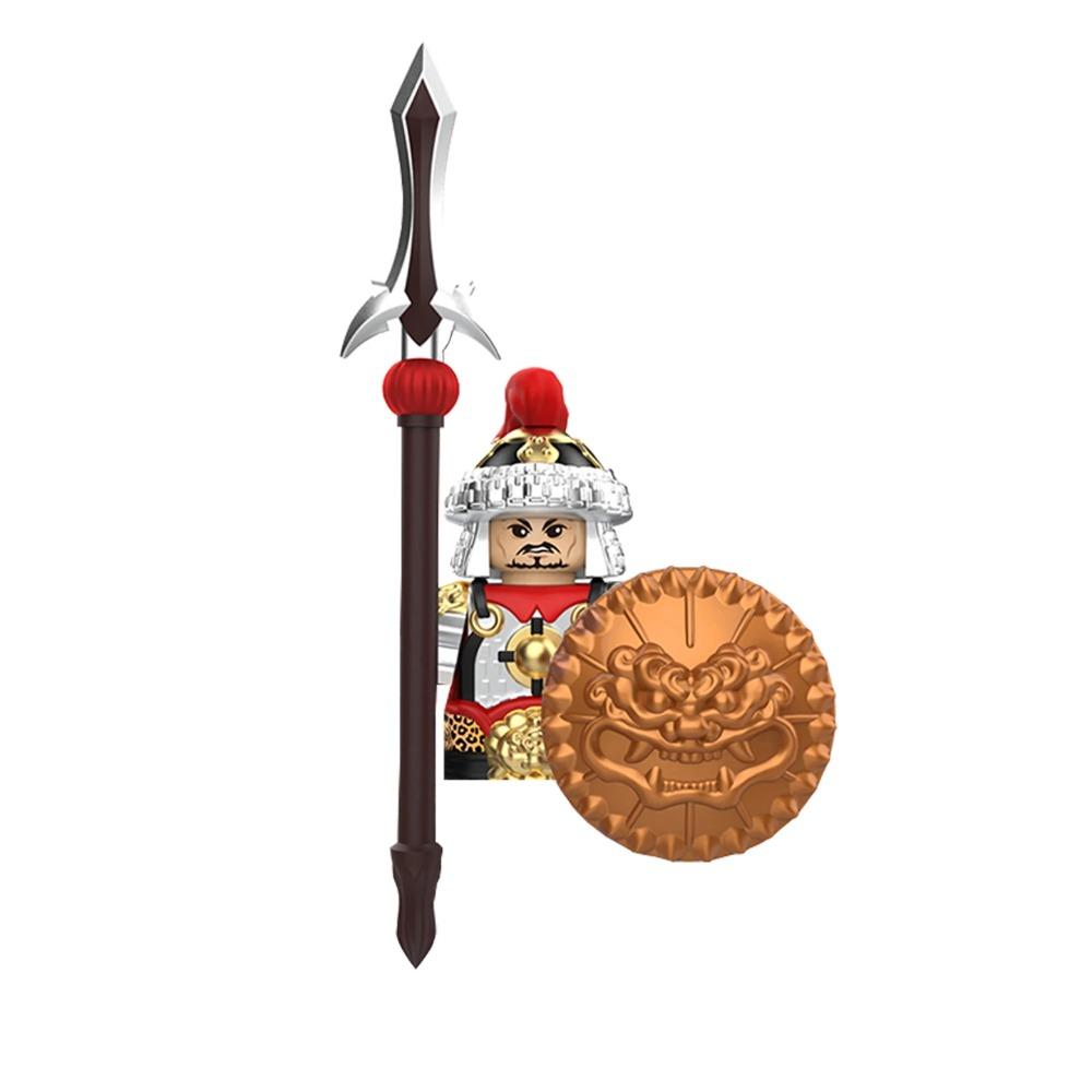 1pcs Ancient Chinese Hero Yue Fei General Military Armor Soldier Action Figures Building Block Sword Helmet DIY Brick Toy Gift