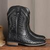 882 Cowboy Boots Men Retro Western Embroidered Martin Fall Casual Round Toe Square Heel High Top