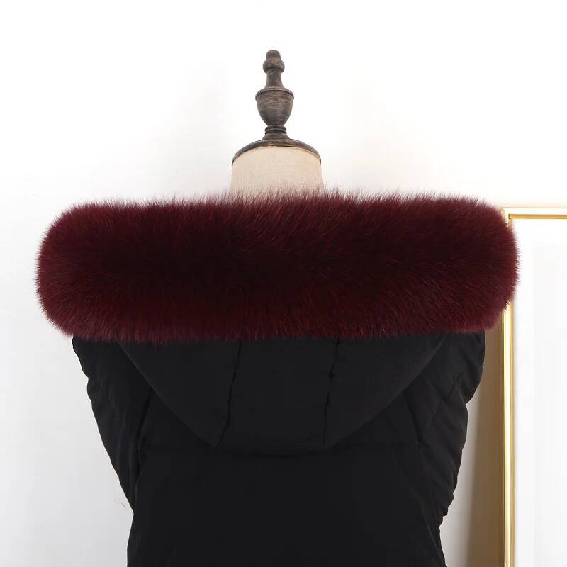 

Real Fox Fur Collar Women Winter 100% Natural Fur Scarf Fashion Neck Warm Fur Scarves Shawl Keep Warm Luxury Warm Scarf Ladies 60cmx12cm винный