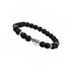 Natural Matte Frosted Volcanic Stone Bracelet with Lion Head Beads