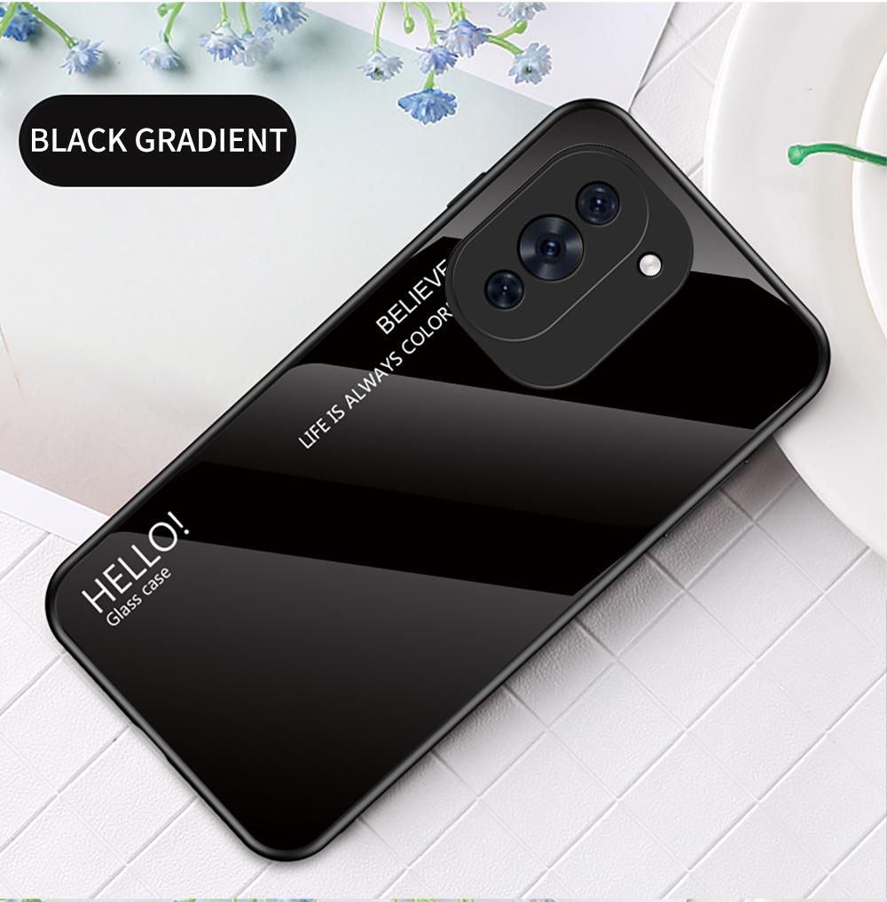 

Для Huawei Nova 8i 10 5i Pro 5T P50 Pro Y6 Prime 2018 P smart 2019 чехол с градиентом Авроры из закаленного стекла с мягкой рамкой задняя крышка чехол для телефона For Huawei Nova 8i чёрный