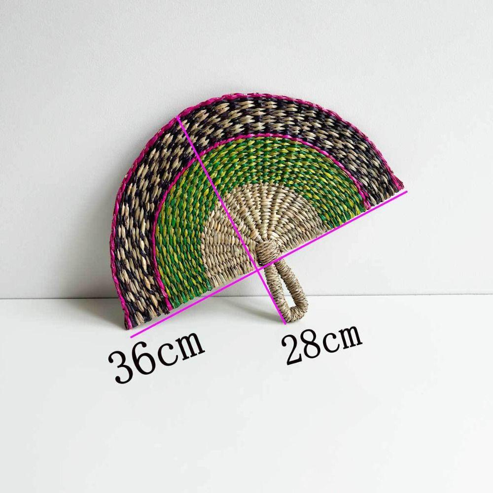 Seaweed Grass Woven Fan Semicircular Handheld Fan Natural Cooling Fan Summer