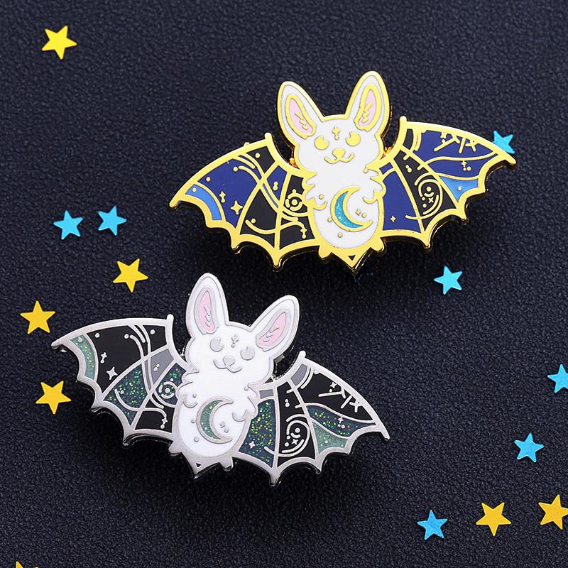 Adorable Cartoon Bat Enamel Pin Creative Halloween Badge Unique Fashion Accessory