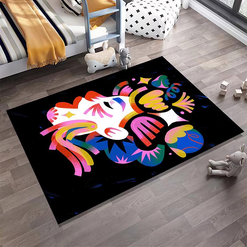 Colorful Abstract Female Silhouette Art Printed Carpet for Home Decor Suitable for use as an anti-slip for living room bedroom sofas