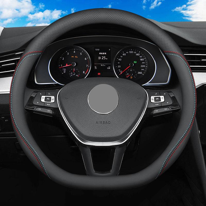Fashion High Quality Universal PU Leather Car Steering Wheel Cover Anti-Slip Breathable Protector Car Steering Wheel Cover 38cm*38cm