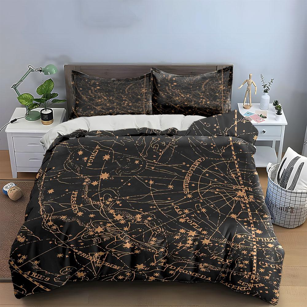 Celestial Star Map Decoration Set Soft Comfortable Duvet Cover Bedding Set Included 1*Duvet Cover & 2*Pillowcases, Gift
