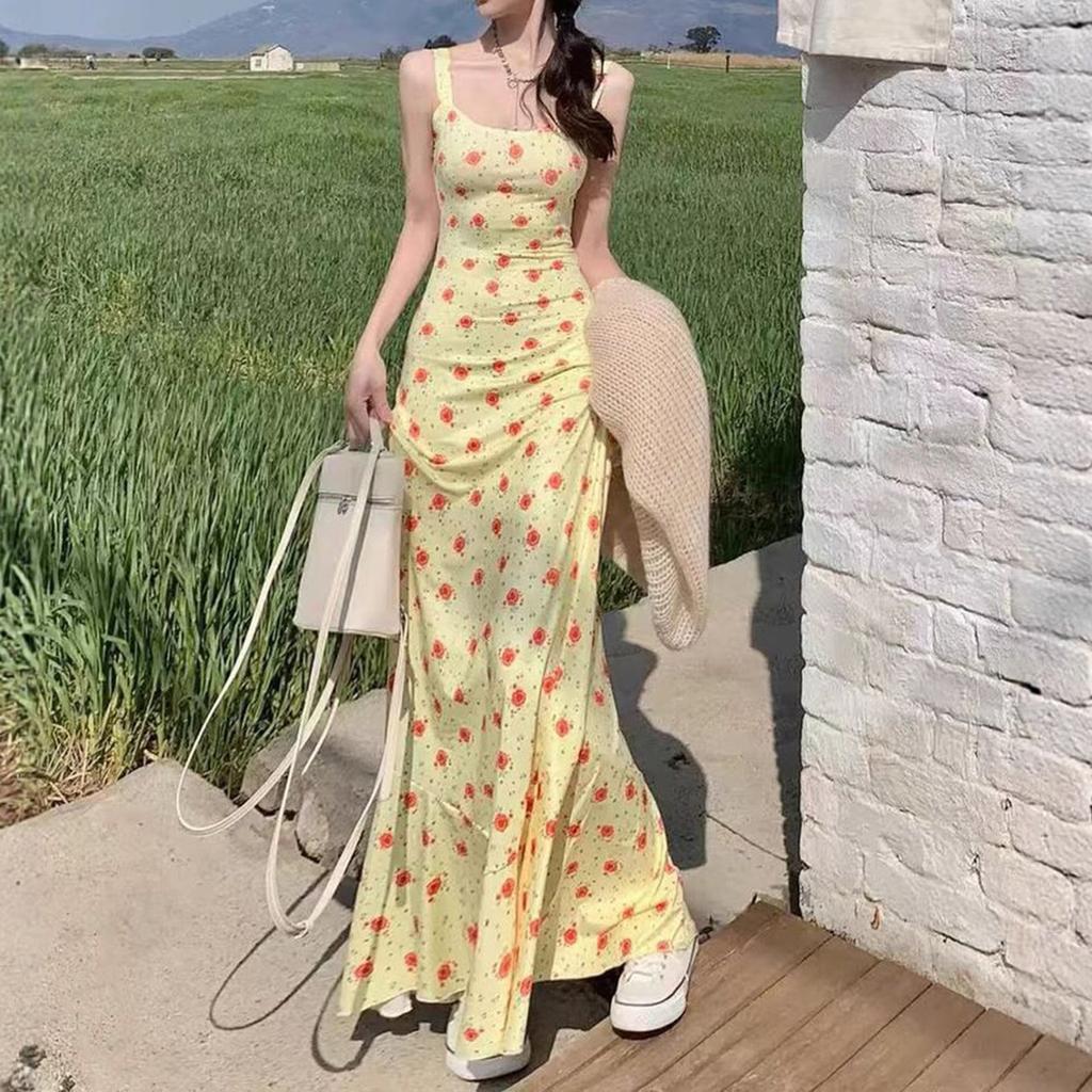 A Yellow Floral Dress For Ladies