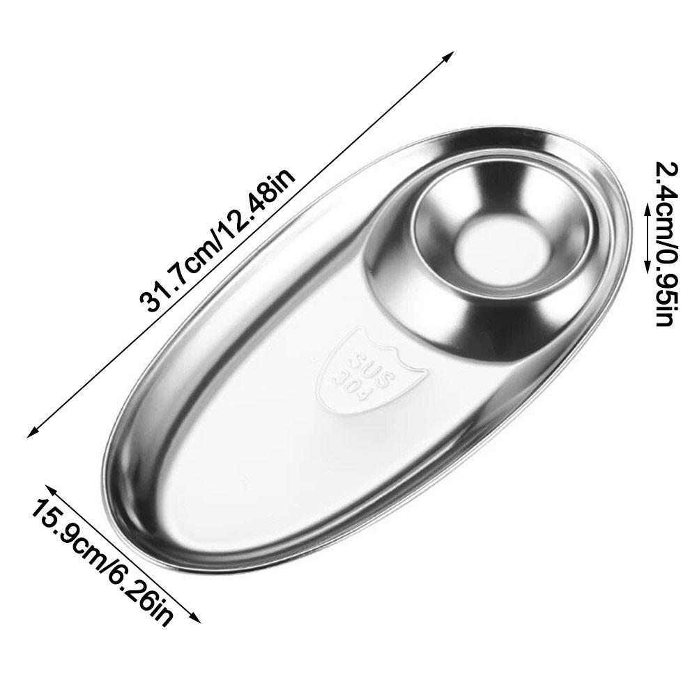 Stainless Steel Dinner Tray Rust Resistant Serving Platter New Snack Dish Snacks and Meals