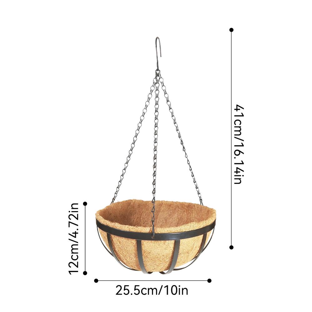Hanging Baskets for Plants with Coco Liner Flower Basket Pots Holder Hanger Hook Deck Patio Porch Garden Balcony Decoration