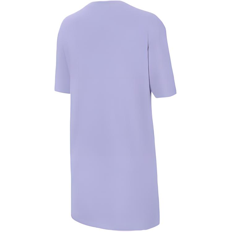 Nike Sportswear Dress Solid Color Embroidered Small Logo Casual Sports Knit Short Sleeve Dress Women dresses Dopamine-Purple CJ2243-569