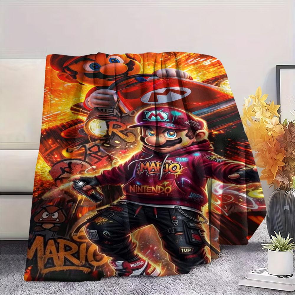 Super Mario Cartoon printing Flannel Blanket Bedroom Sofa Camping Warm blanket Gifts for family and friends-MJ002
