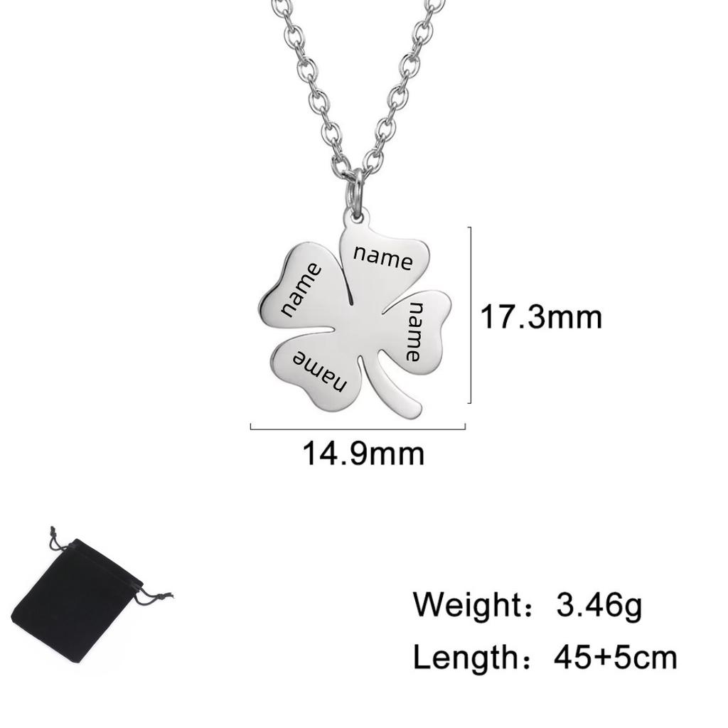 Customized Name Text Lucky Clover Necklace Stainless Steel Fashion Clover Clavicle Chain Lucky Valentine's Day Gift