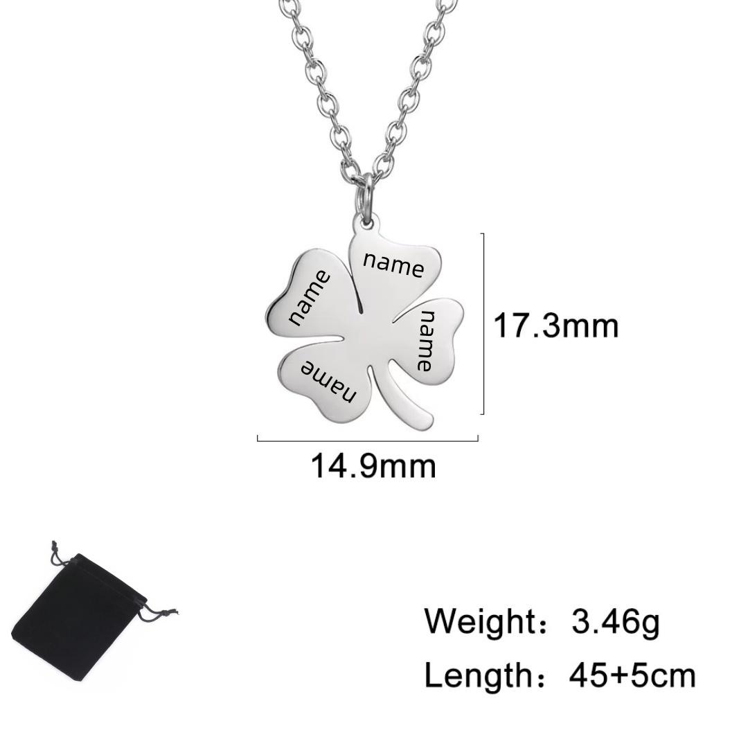 Customized Name Text Lucky Clover Necklace Stainless Steel Fashion Clover Clavicle Chain Lucky Valentine s Day Gift 40-50cm