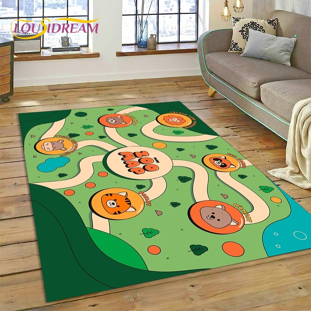 3D Autobahn Laufsteg Spielzimmer Stadtverkehr Straßenkarte Kinderspielmatte Teppich für Wohnzimmer Schlafzimmer Heimdekor, Rutschfest für Sofa
