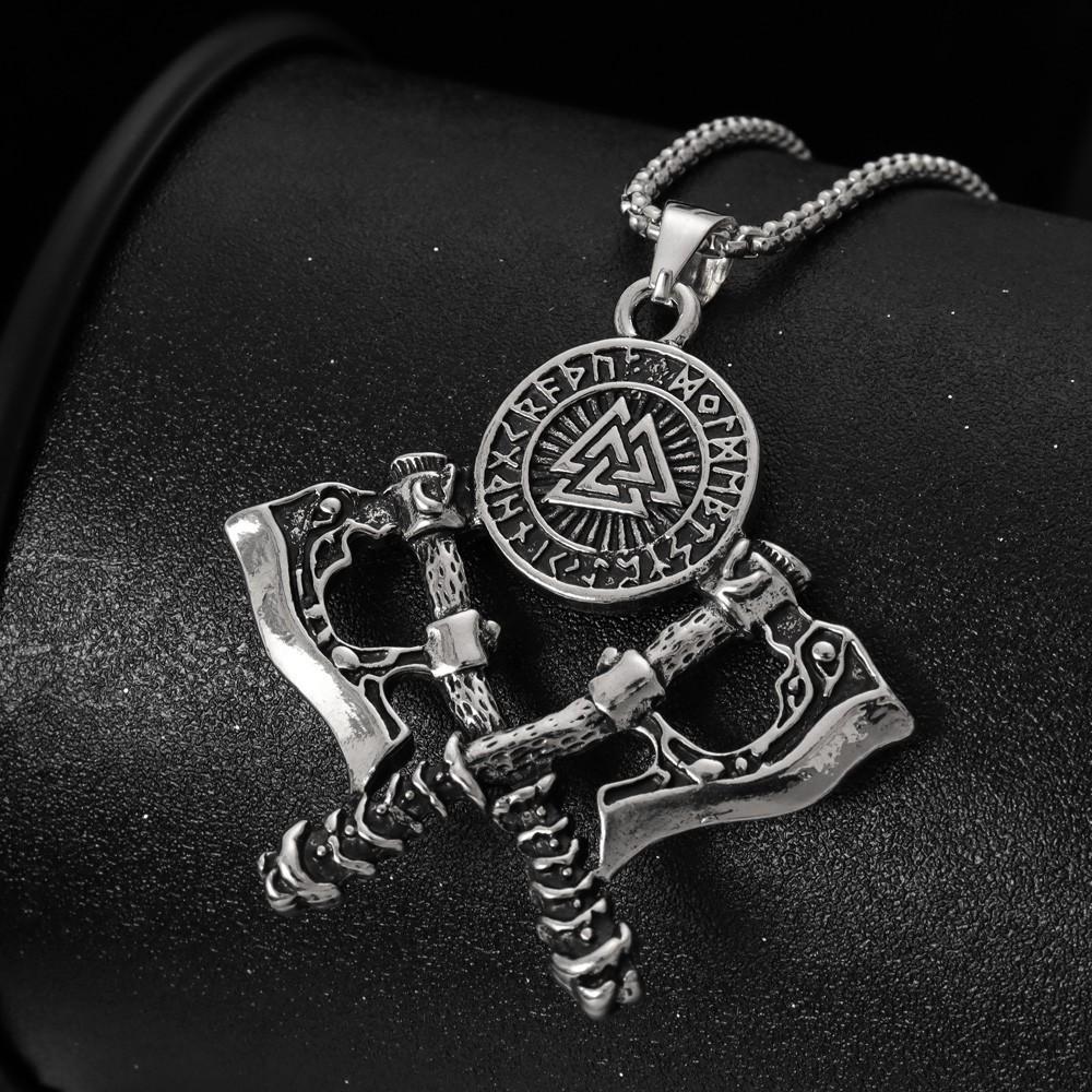 Collier Pendentif Hache Rétro pour Homme