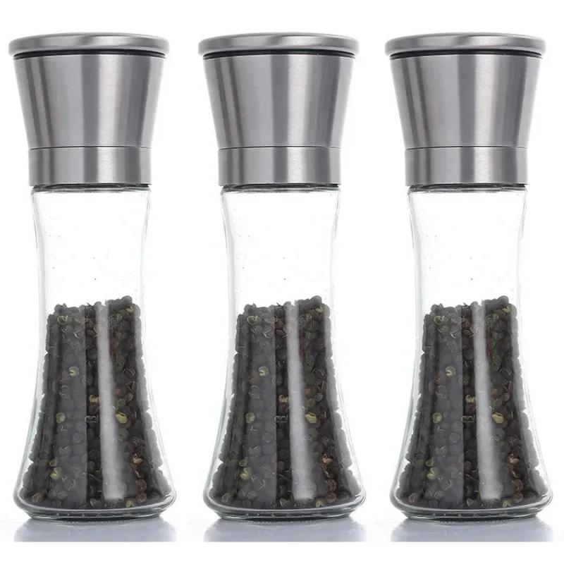 

1/3 шт. Нержавеющая сталь Стеклянная мельница для перца Бутылка для измельчения свежих приправ Домашняя ручная мельница для соли и специй Кухонный гаджет