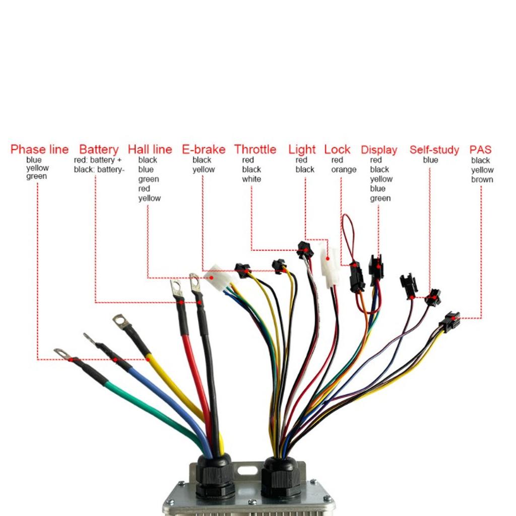 48V 72V 60A Elektrofahrrad Controller Dual-Modus 18 Röhren Sinuswellen-Controller mit SM-Stecker Fahrrad Roller Lithiumbatterie Modifikationszubehör