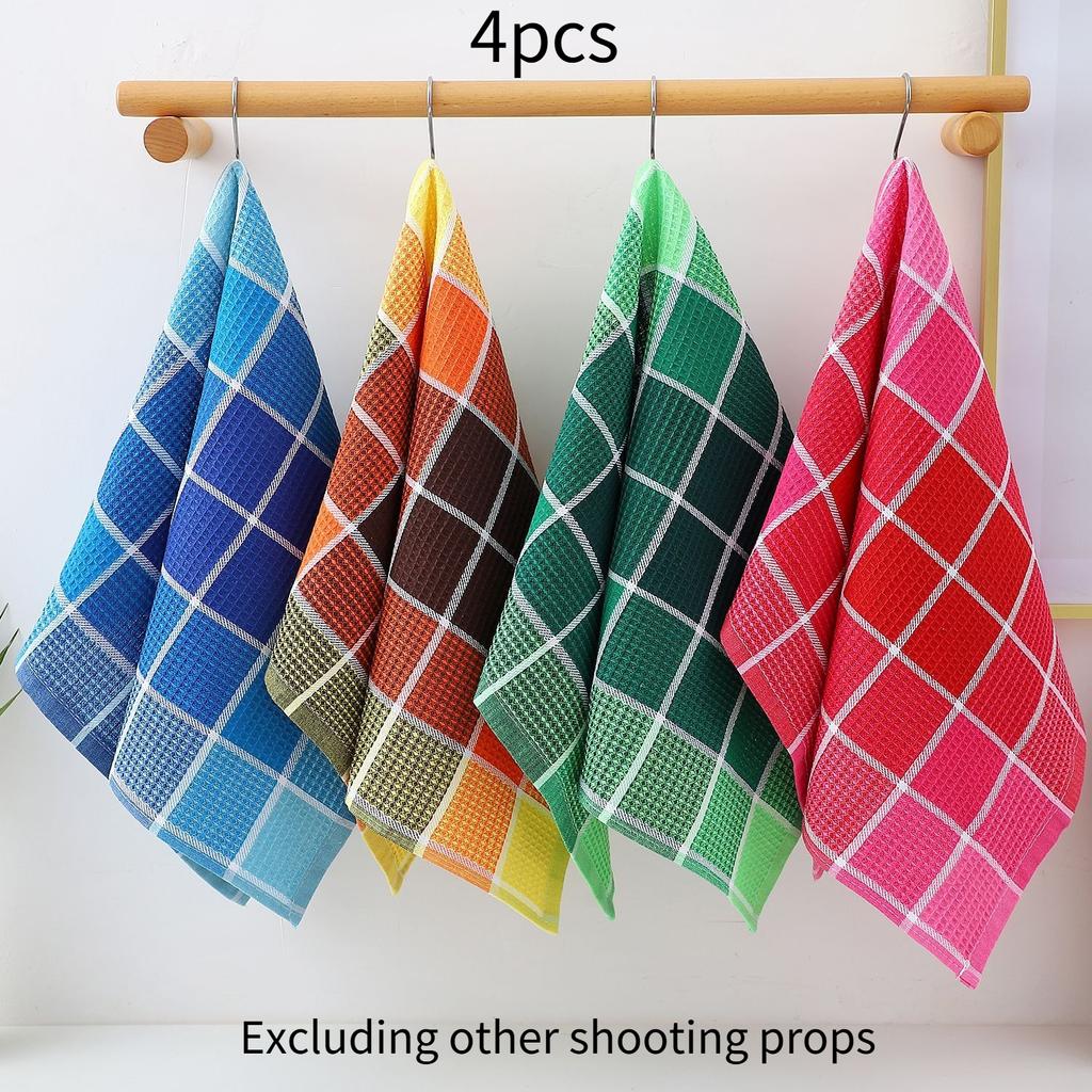 4/8pcs Large Kitchen Dish Towels - Super Soft, Highly Absorbent, Quick-Dry Cotton Towels with Bright Colors for Home Use