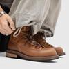 Wanderschuhe Herren Wanderstiefel Britische Dicksohlige Rindsleder High Top Motorradstiefel Knöchel Sportschuhe Lässige Wanderschuhe