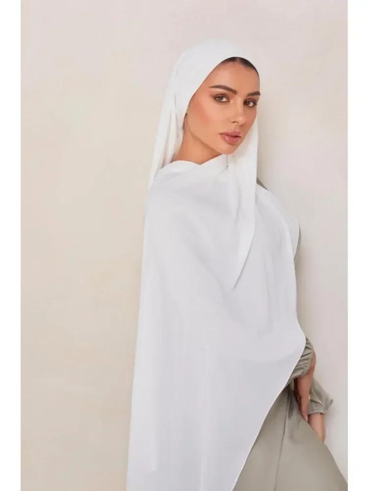 High Quality Satin Chiffon Hijab Scarf Shawls Drape Long Scarf Women'S Pleated Scarf Big Size Turbans For Women Krepp Hijabs