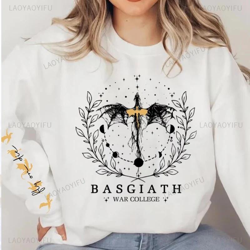 Fourth Wing Sweatshirt Women Pullover Basgiath War College Crewneck Sweatshirts Dragon Rider Streetwear Fantasy Reader