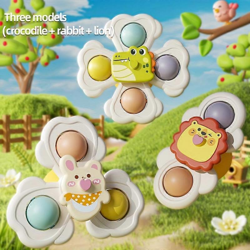 1/3/6pcs Children's suction cup spinning top toy, suitable for desktop, glass and tile walls and other scenes