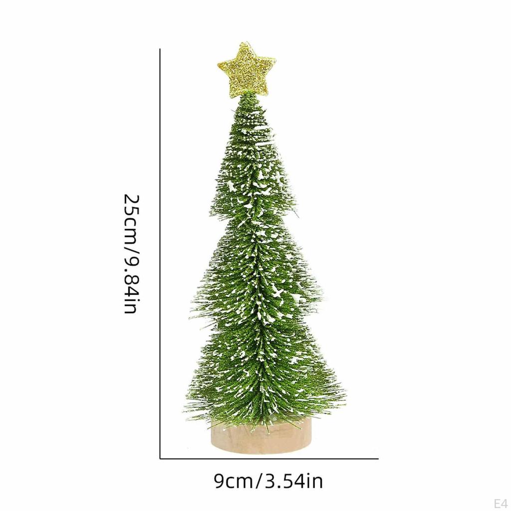 25cm Miniature Christmas Tree on Wood Base, Ideal for Table Decorations