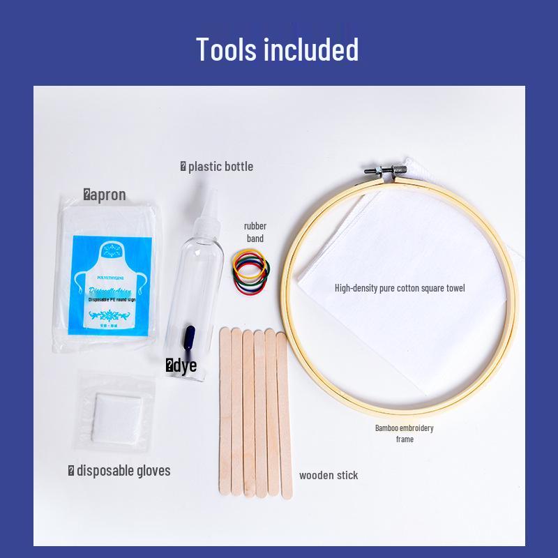 Children's Tie-Dye Embroidery Kit: Bamboo Hoop, Blue Wall Pendant