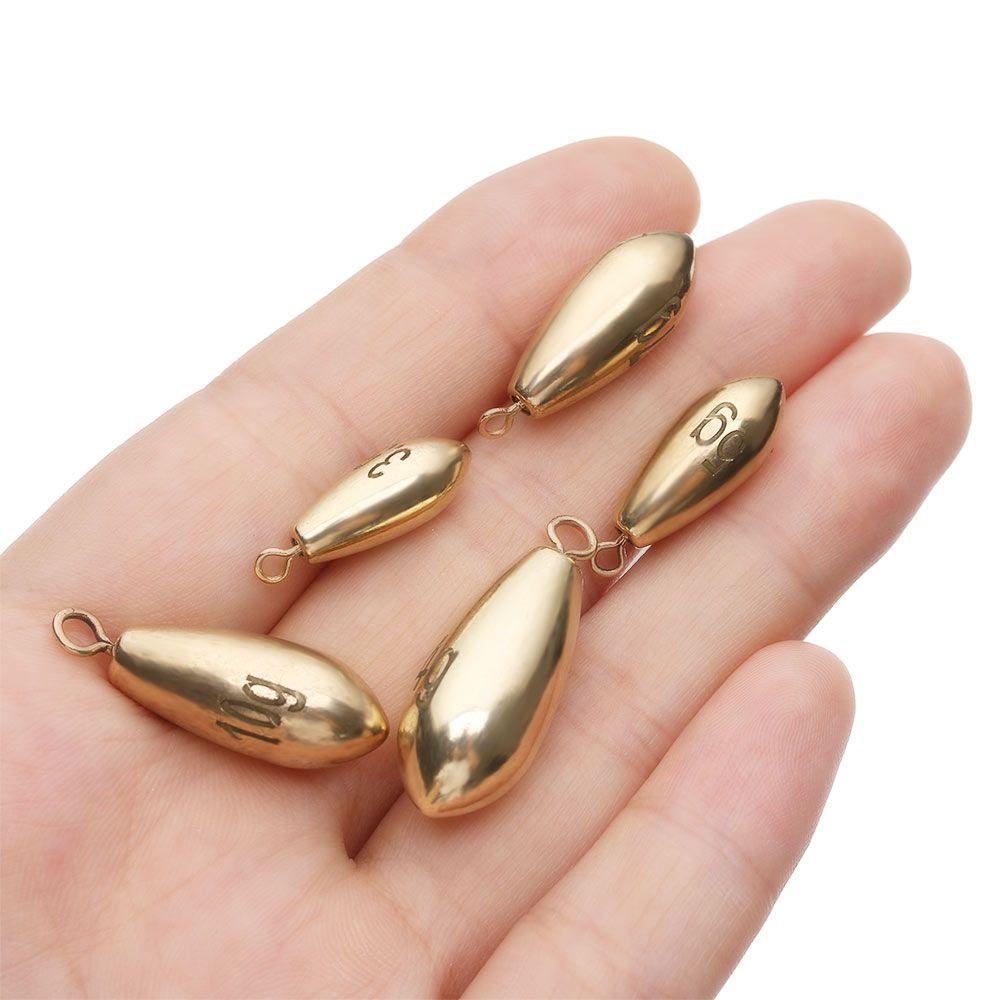 5pcs Split Weights Line Sinkers Brass Fishing Lead fall Sinker Hook Connector
