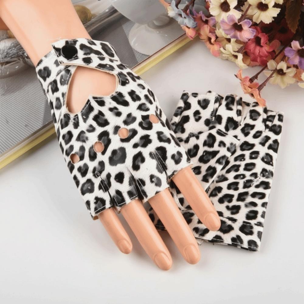 Solid Color Y2k Leather Gloves Harajuku Half Finger Mittens Women Leather Gloves Motorcyclist