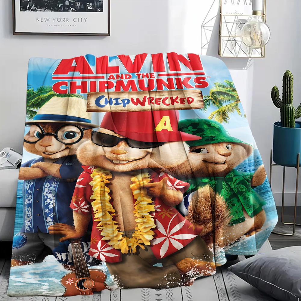 1pz Coperta in Flanella con Stampa di Alvin & The Chipmunks, Alta qualità per Tutte le Stagioni, Decorazione per la Casa, Calore e Comfort, Perfetta per Regali di Natale