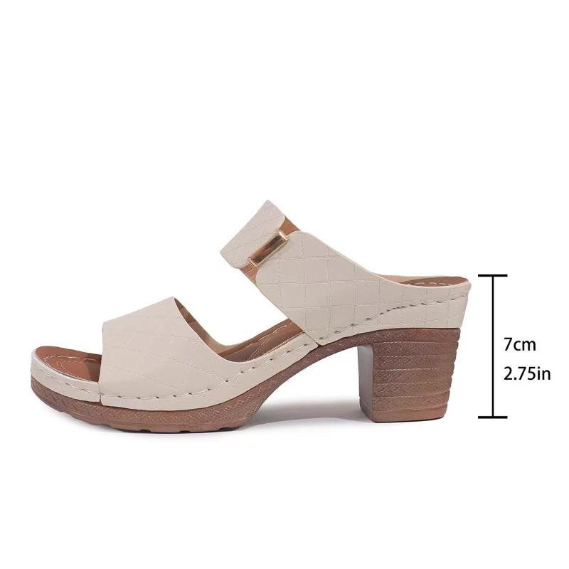 Women's Plus Size European-American Style Chunky Heel Slide Sandals New Summer Fashion Casual Single-Strap Sandals