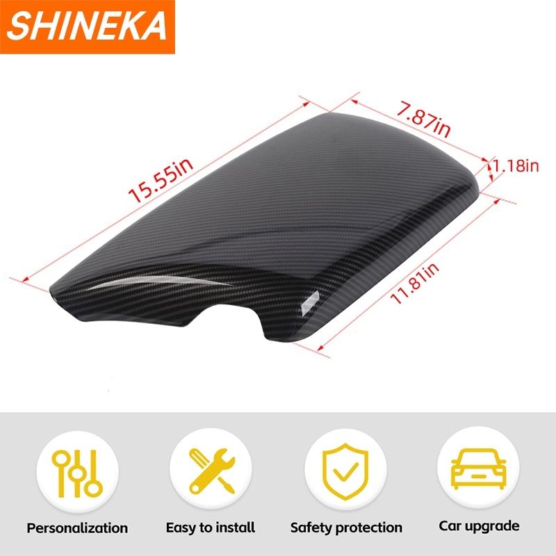 SHINEKA ABS Carbon Fiber Armrest Box Panel Decoration Cover for Dodge Challenger 2015 Up Car Interior Accessories