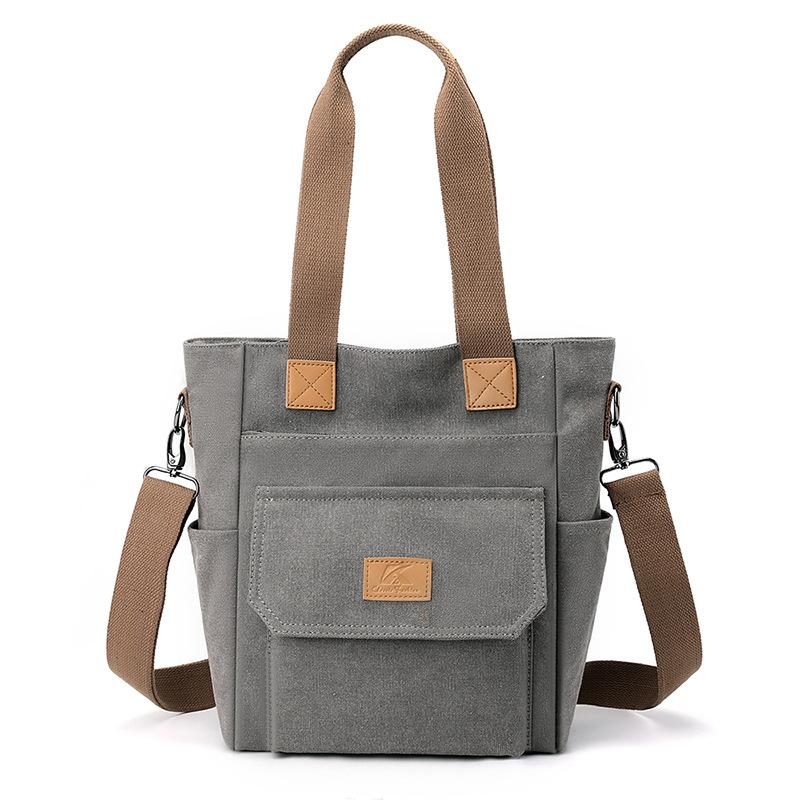 Large Capacity Casual Commuter Shoulder Bag Trendy Canvas Bag Women S Versatile Fashion Hand-Held Women S Large Bag серый