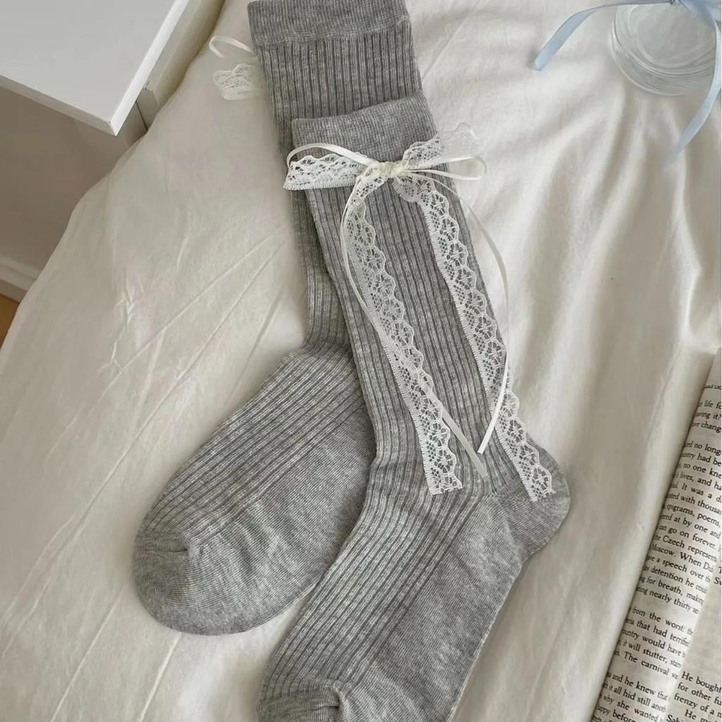 Dámské ponožky Krajka Mašlička Roztomilé Kawaii Sladké Jednoduché Módní Univerzální Středně vysoké ponožky Baletní styl JK Lolita Punčochy Dívka