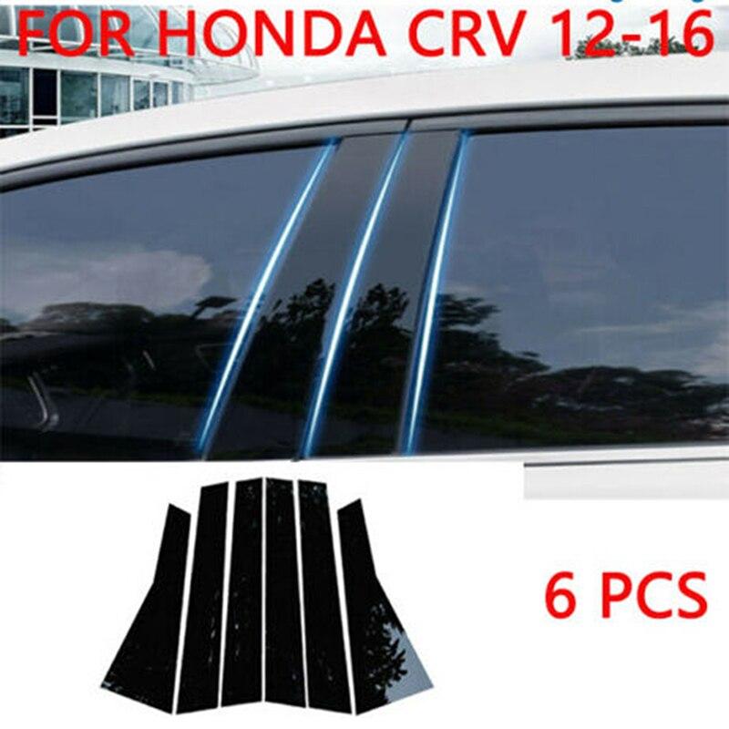6 stk Bil blank piano svart søylestolper Vindu dørlister Deksel for Honda CRV 2012 2013 2014 2015 2016 Tilbehør