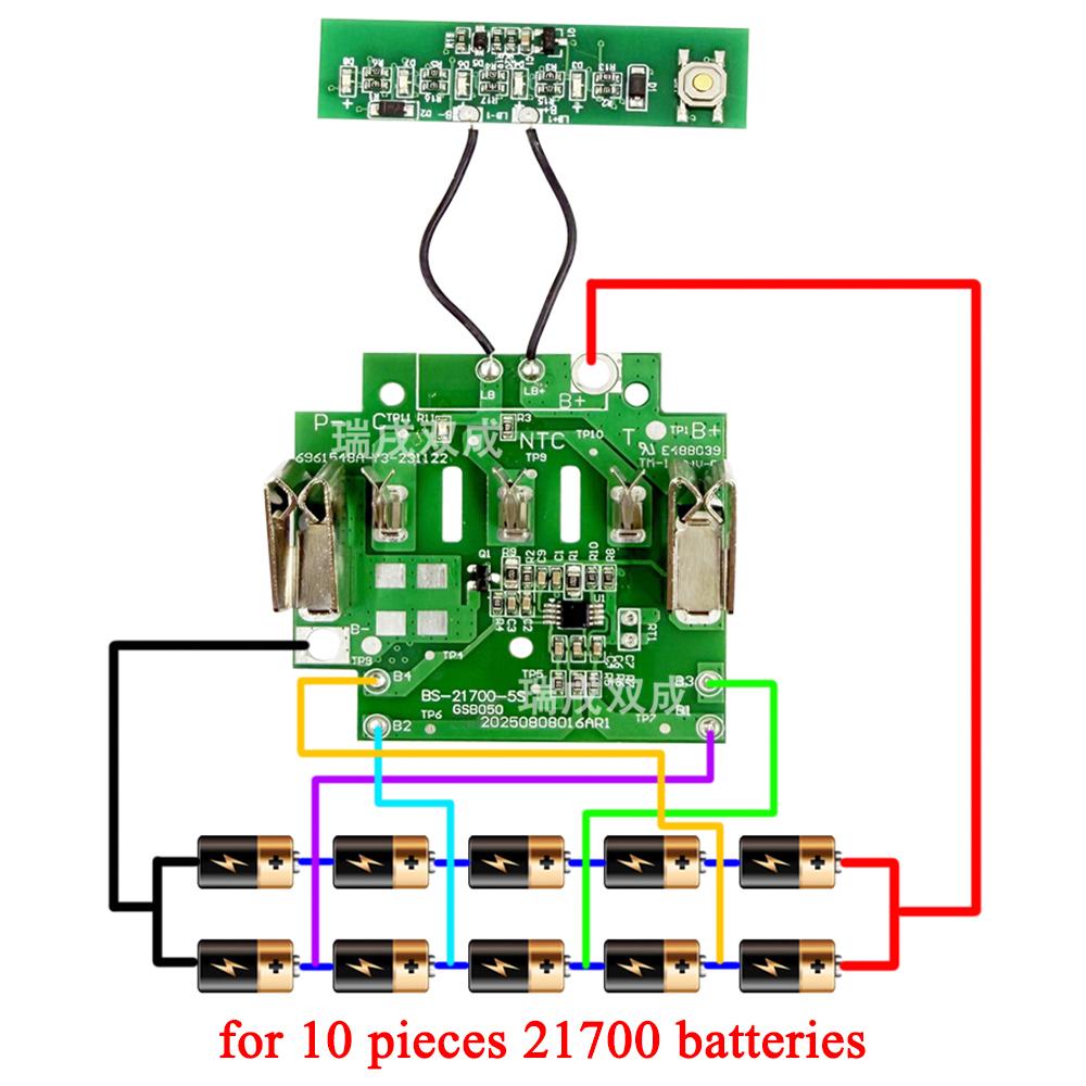 BAT618 10x21700 Lithium Ion Battery Case Storage Box PCB Charging Protection Circuit Board for Bosch 18V Li-ion Battery Housings